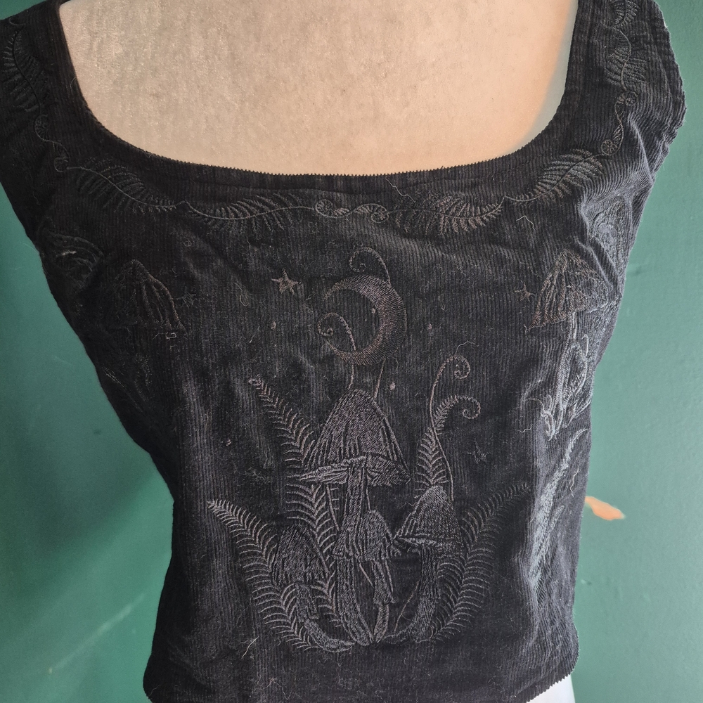 Killstar Black Crop Top with Embroidered Design
